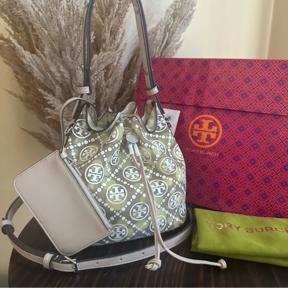 Tory Burch T Monogram Mesh Dot Bucket Bag